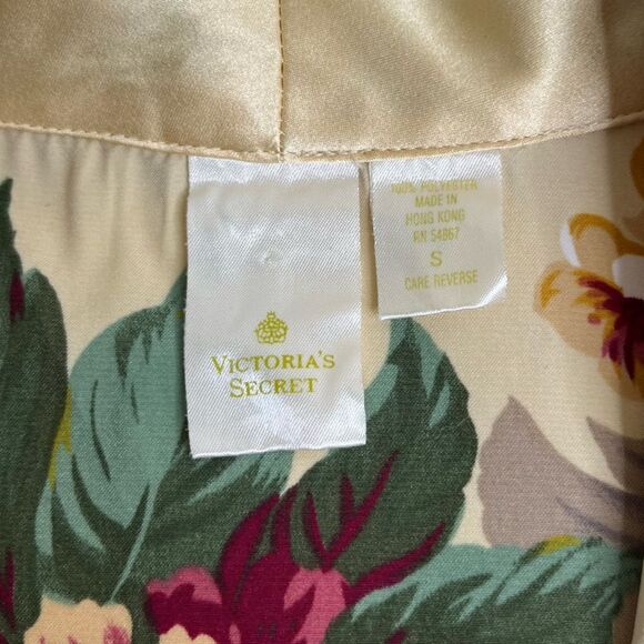 Vintage Victorias Secret Gold Label Floral Button Front Sleep Shirt Women Small - Picture 6 of 12
